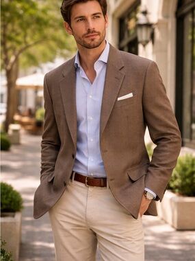 Ralph Lauren Sport Coat Brown Houndstooth - Timeless Single-Breasted Style